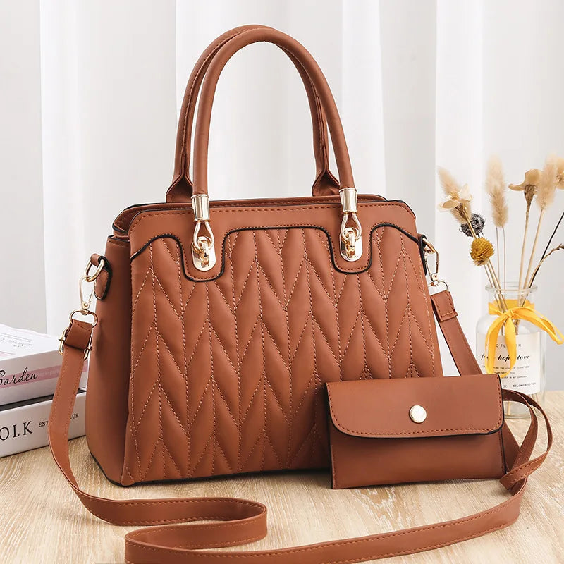 2024 Fashion New Women's Shoulder Bag Wrinkled PU Handbag Luxury Brand Designer Crossbody Bag Large Capacity Commuter Tote Bag