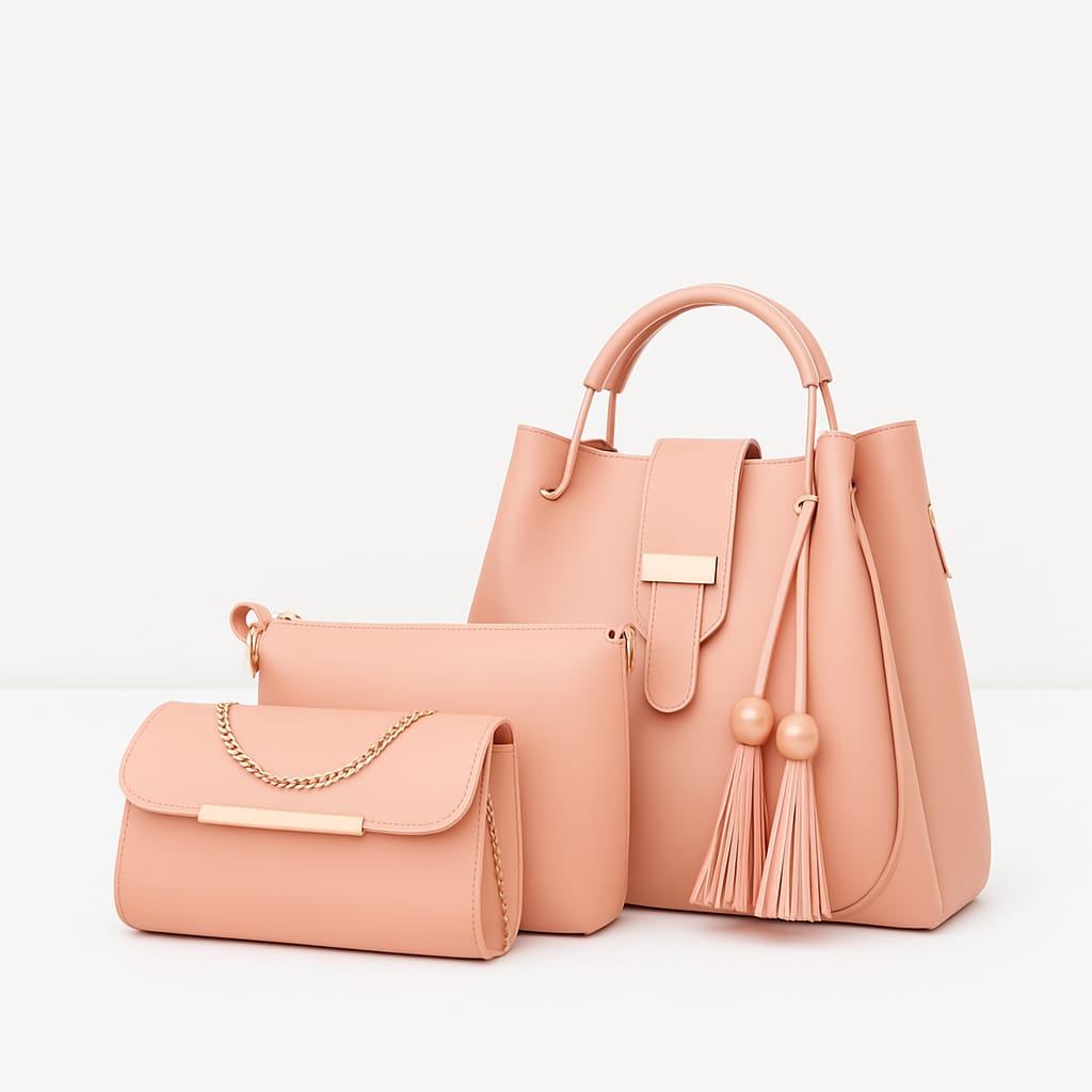 3-PCS TUSEL PREMIUM LEATHER HANDBAGS
