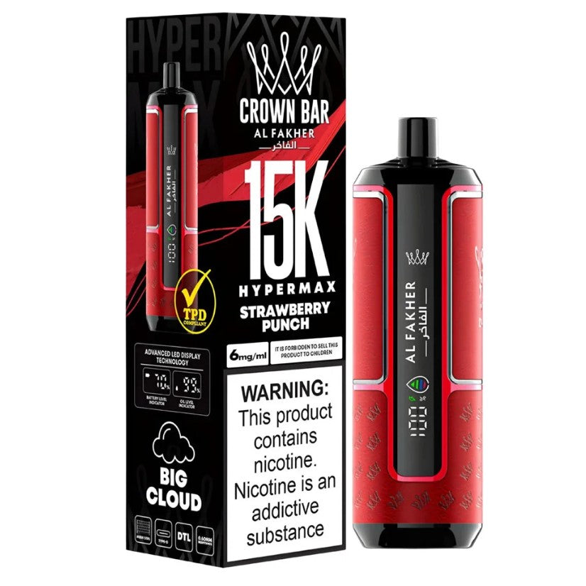 Al Fakher Crown Bar Disposable – Strawberry Punch (6mg) (15000 Puffs)