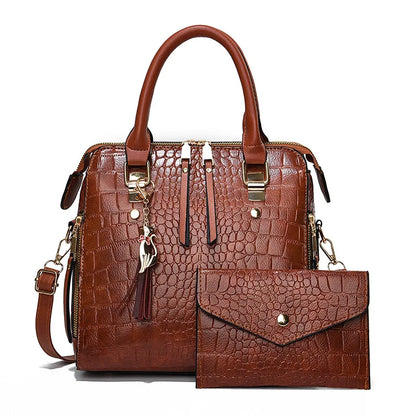 Luxury Crocodile Pattern Handbag Women Tote Bags New PU Leather Tassel Shoulder Bag Brands Design Womens Handle Bag Lady Purse
