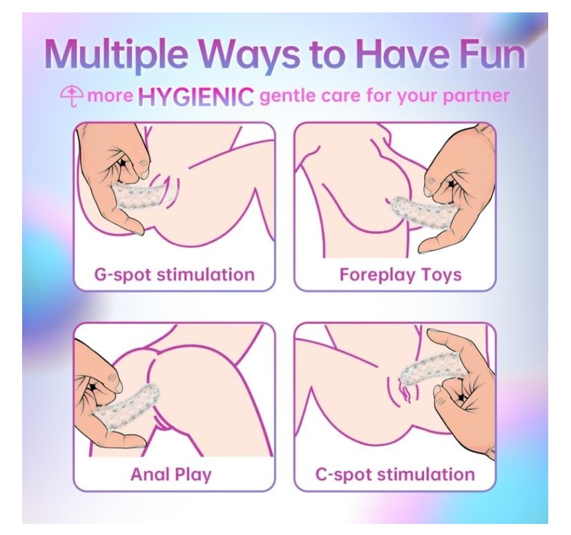 2pcs Finger Condoms Female Sex Toys, Finger Vibrator G-Spot Stimulator Anal Sex Toys, BDSM Sex Novelties Adult Sex Toys & Games, Her Pleasure Finger Condom for Lesbian Sex Toy