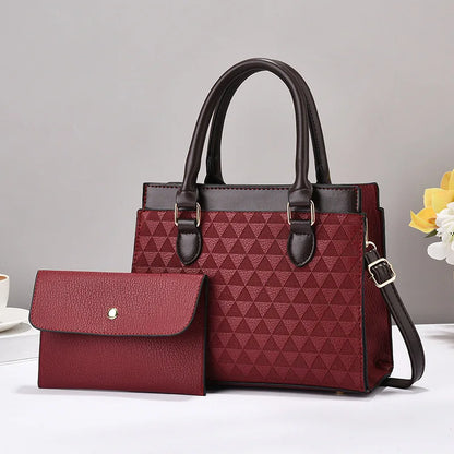 Women's Contrast Simple Shoulder Crossbody Composite Bag Quality Leather Ladies Handbag with Purses Womens Messenger Tote Bags