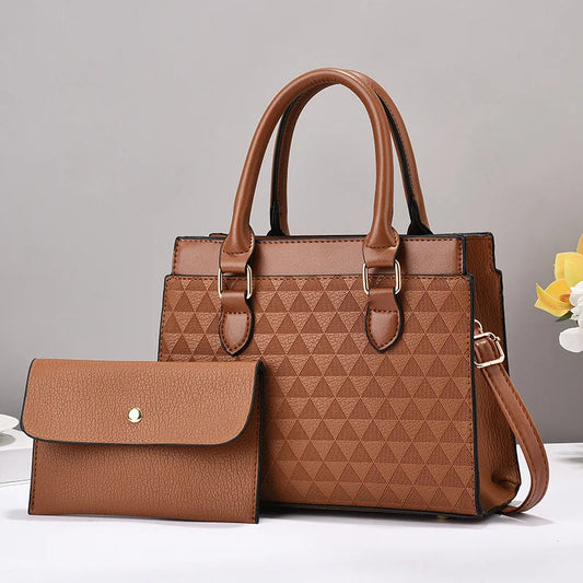 Women's Contrast Simple Shoulder Crossbody Composite Bag Quality Leather Ladies Handbag with Purses Womens Messenger Tote Bags