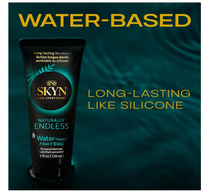 SKYN Naturally Endless Personal Lubricant – 4 oz – Water Based Lube for Men, Women and Couples, Safe with Latex and Latex-Free Condoms and Personal Devices