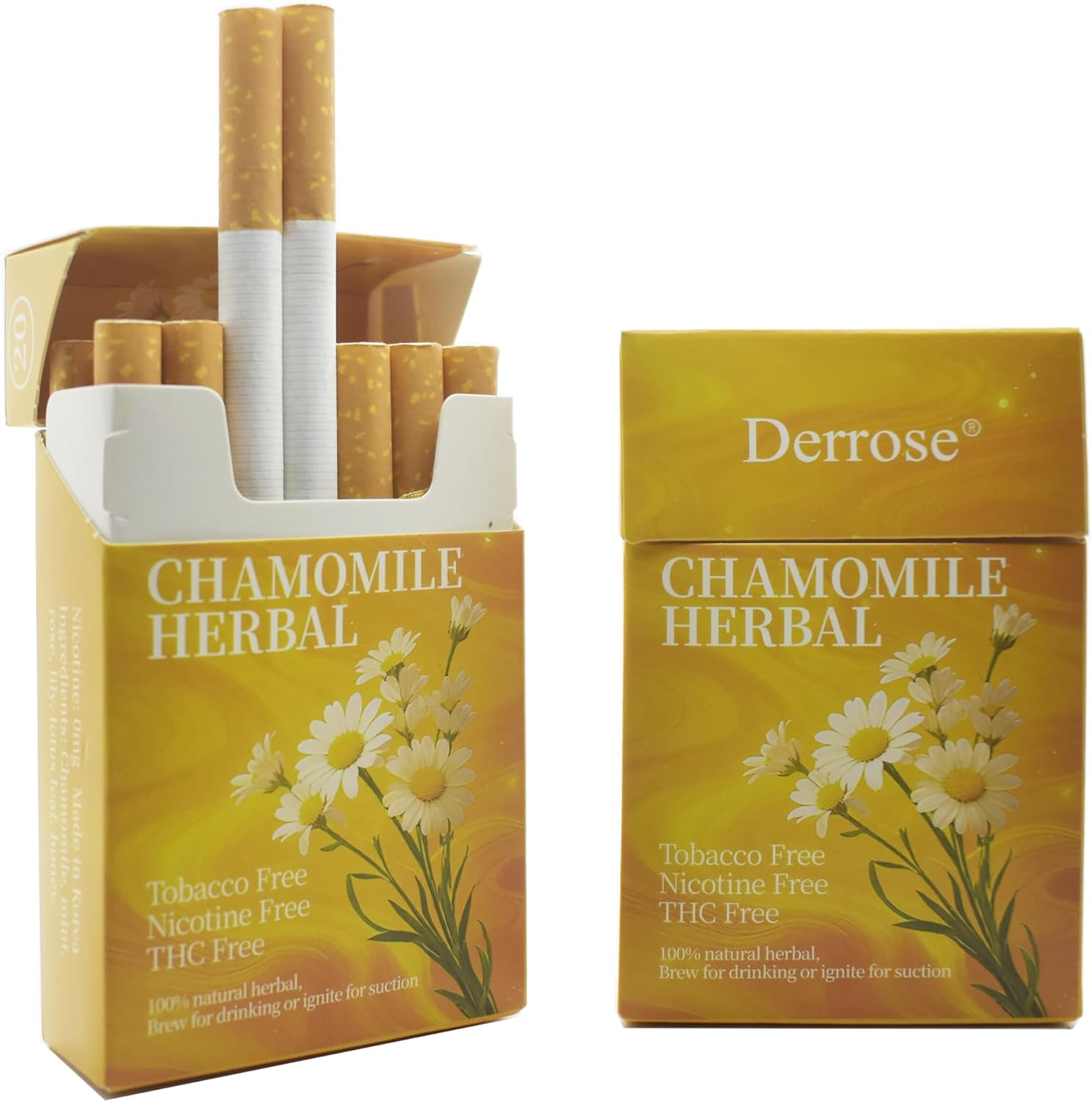 Derrose?Chamomile Herbal Sticks,Herbal Cigarettes,Nicotine Free and Tobacco Free,Help Stop Smoking,Better Effect When Used with Nicotine Patches,Smoking Cessation Products,1 Packs-20 Sticks