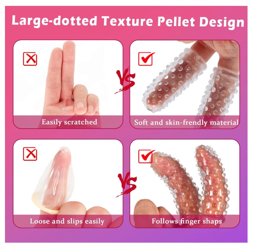 2Pcs Finger Condoms Female Sex Toys, Finger Vibrator Accessories, Finger Sleeve Vagina Clitoral Nipple G-Spot Stimulator, BDSM Anal Sex Toys & Games for Adult Women Men Couples Lesbian