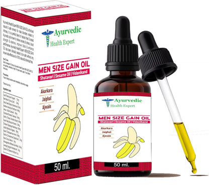 Men Size Gain Oil 50ml 100% Pure & Natural Herbal Massage Oil for Men Boosts Strength, Stamina & Vitality Chemical-Free