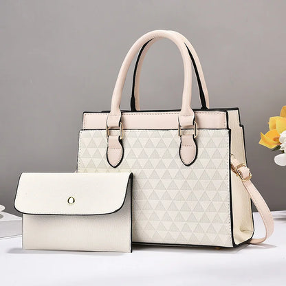 Women's Contrast Simple Shoulder Crossbody Composite Bag Quality Leather Ladies Handbag with Purses Womens Messenger Tote Bags